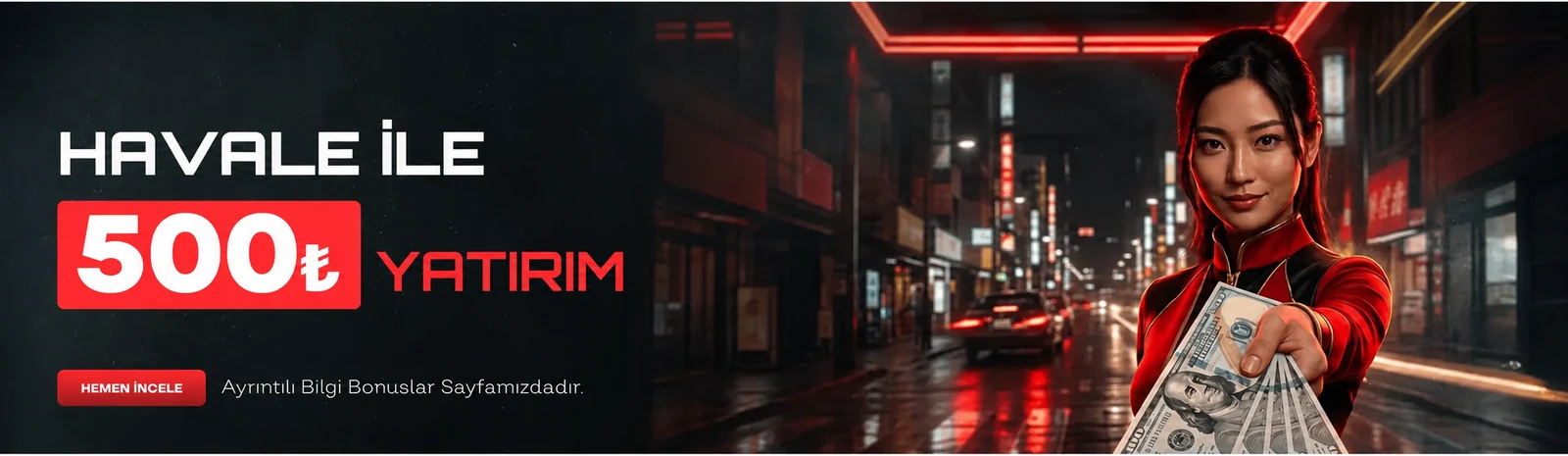 Kırmızı ve siyah renklerde Tokyobet havale tanıtım görseli